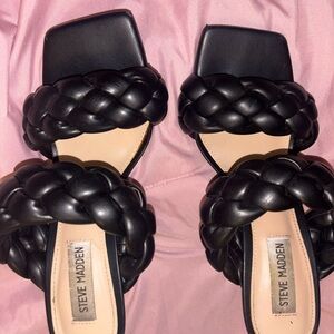 Steve Madden Black Braided Sandals